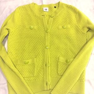 Cabi Yellow/Green Woman's Button Down Knit Sweater